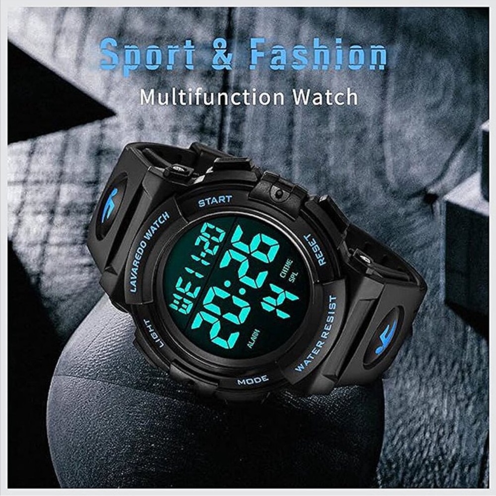 Mens Digital Watch Sports Military Watches Waterproof 08-Blue-B - Picture 6 of 8
